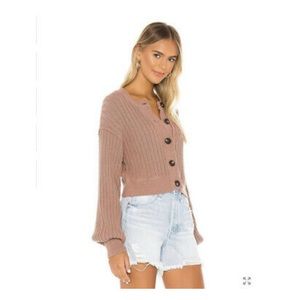FREE PEOPLE ALL YOURS - Small Mocha CARDIGAN SWEATER